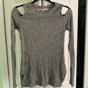 Grey off the shoulder long sleeve top